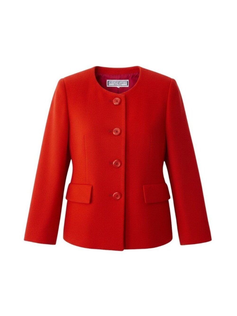 Saint Laurent Collarless Jacket Wool